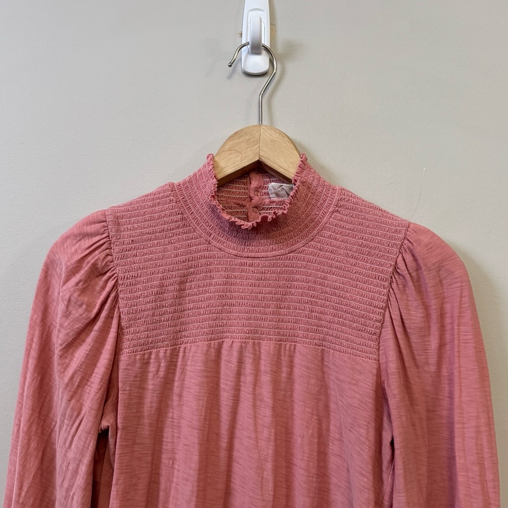 Nation LTD Sabrina long puff sleeve pink smocked boho blouse top - Picture 5 of 11